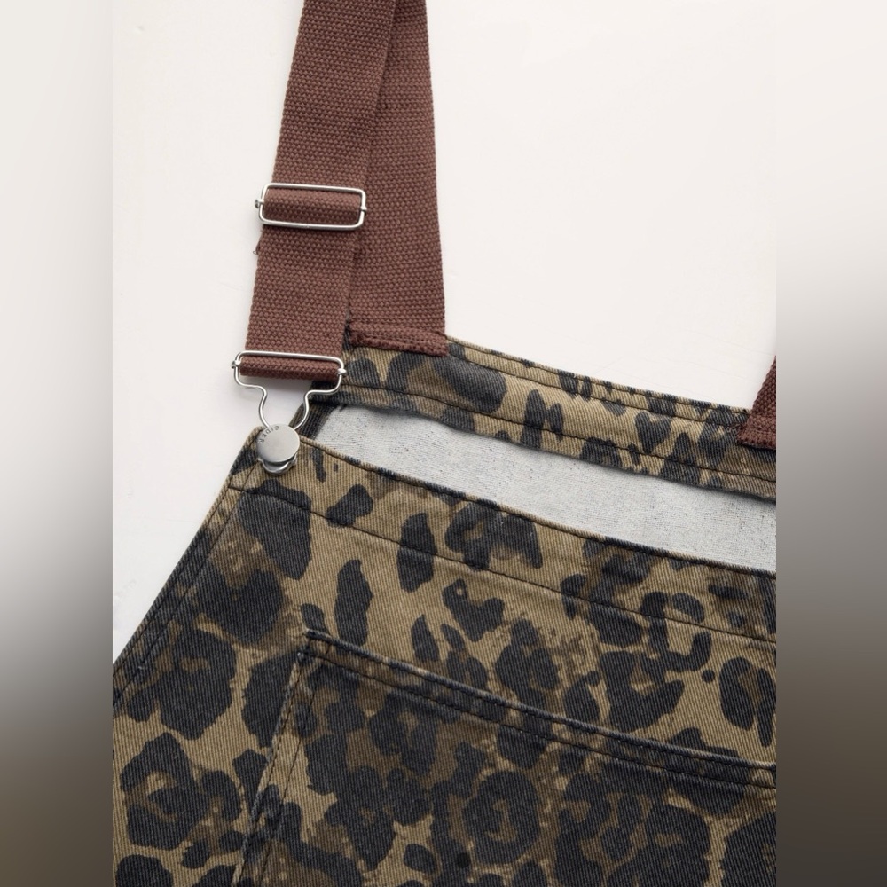 CIDER leopard print denim overalls - Picture 4 of 9